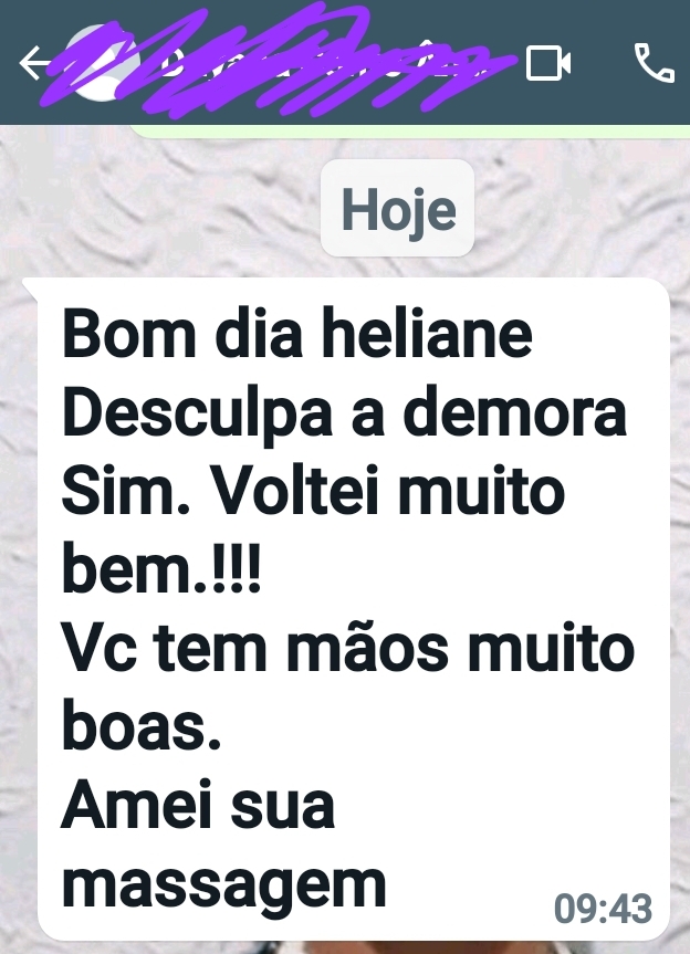 Depoimento de cliente sobre massagem
